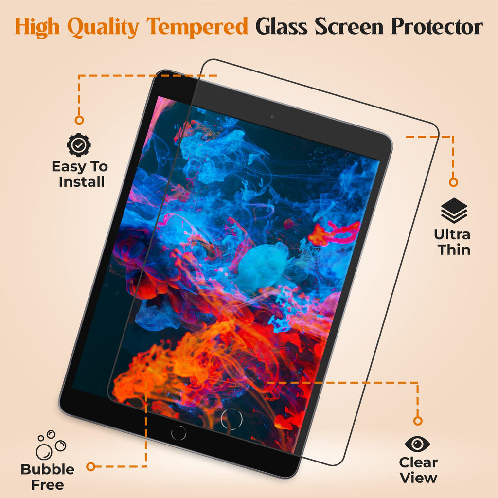 [2-Pack] Screen Protector for iPad 10.2 Inch 9th / 8th / 7th Generation 2021 2020 2019, Tempered Glass Screen Film Guard for iPad 7 / iPad 8 / iPad 9