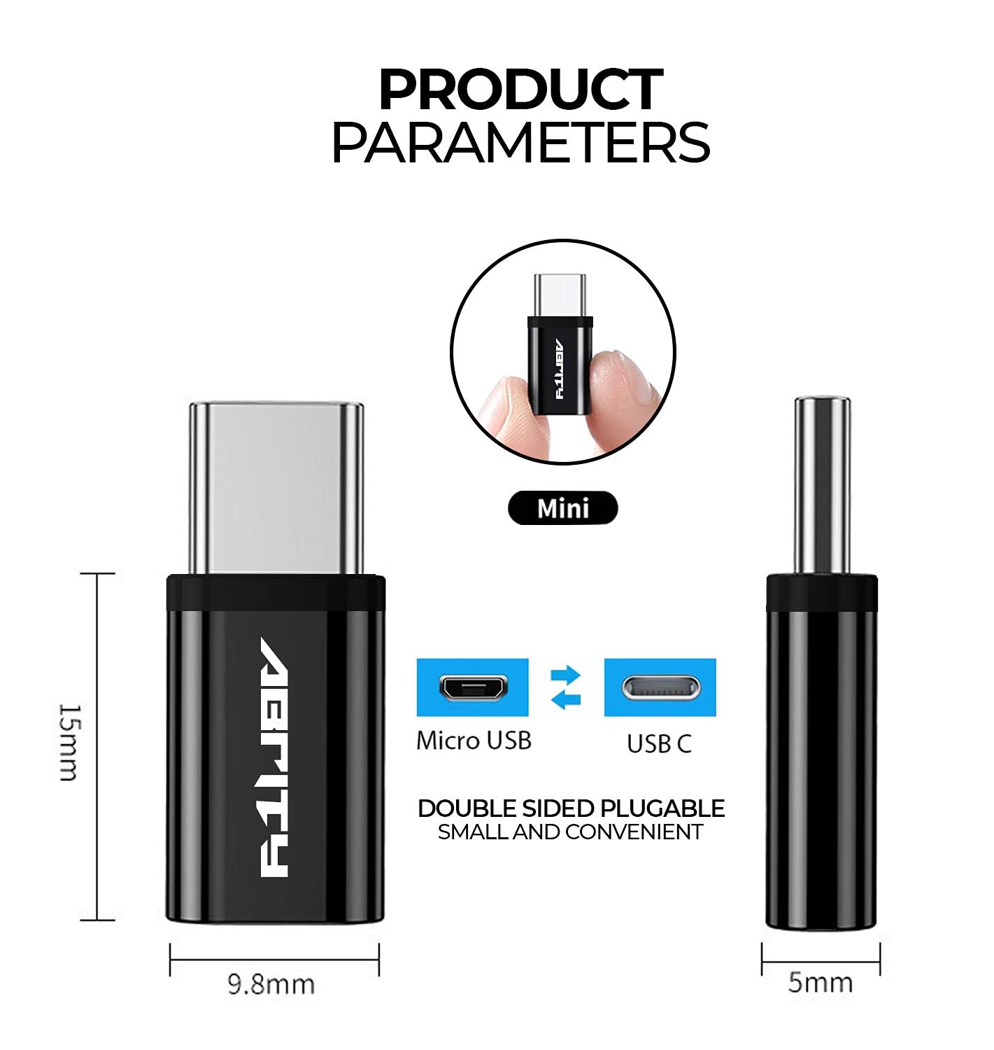 USB to USB C Adapter,USB C to USB Adaptor,Micro USB to USB C Female Adapter, Type C Male to Micro Female, Charger 4P,Thunderbolt 4 OTG Converter for MacBook,iWatch,iPhone 12 13 14 15 Pro Max (Combo)