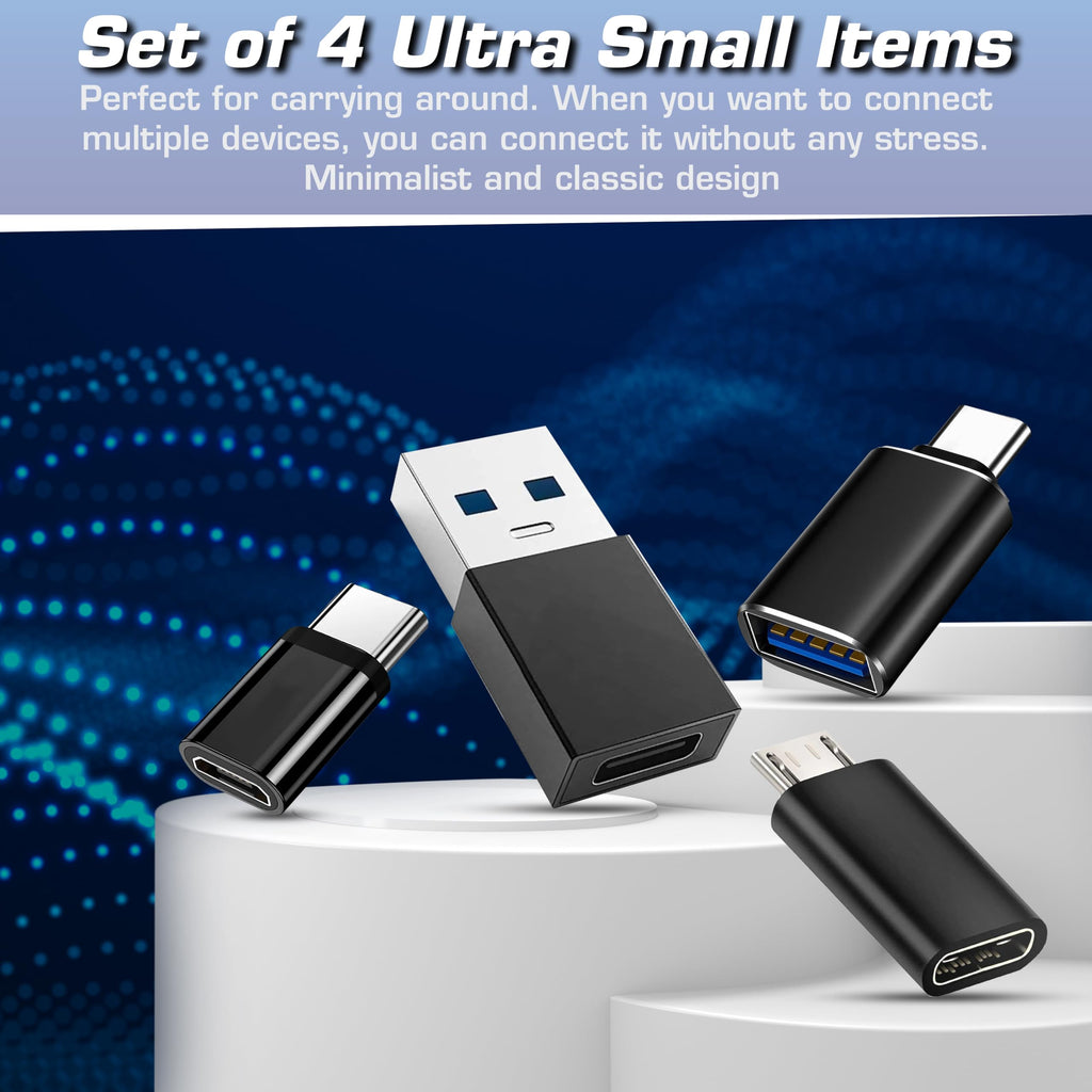 New [Combo,5 Pack] Multi Purpose Adapters for iPhone, Samsung, Mobile, Car, Tablets, Watch, USB A to C, USB C to A, Micro USB to USB A, Micro to USB C, USB C to USB C, Perfect for Traveling or Home