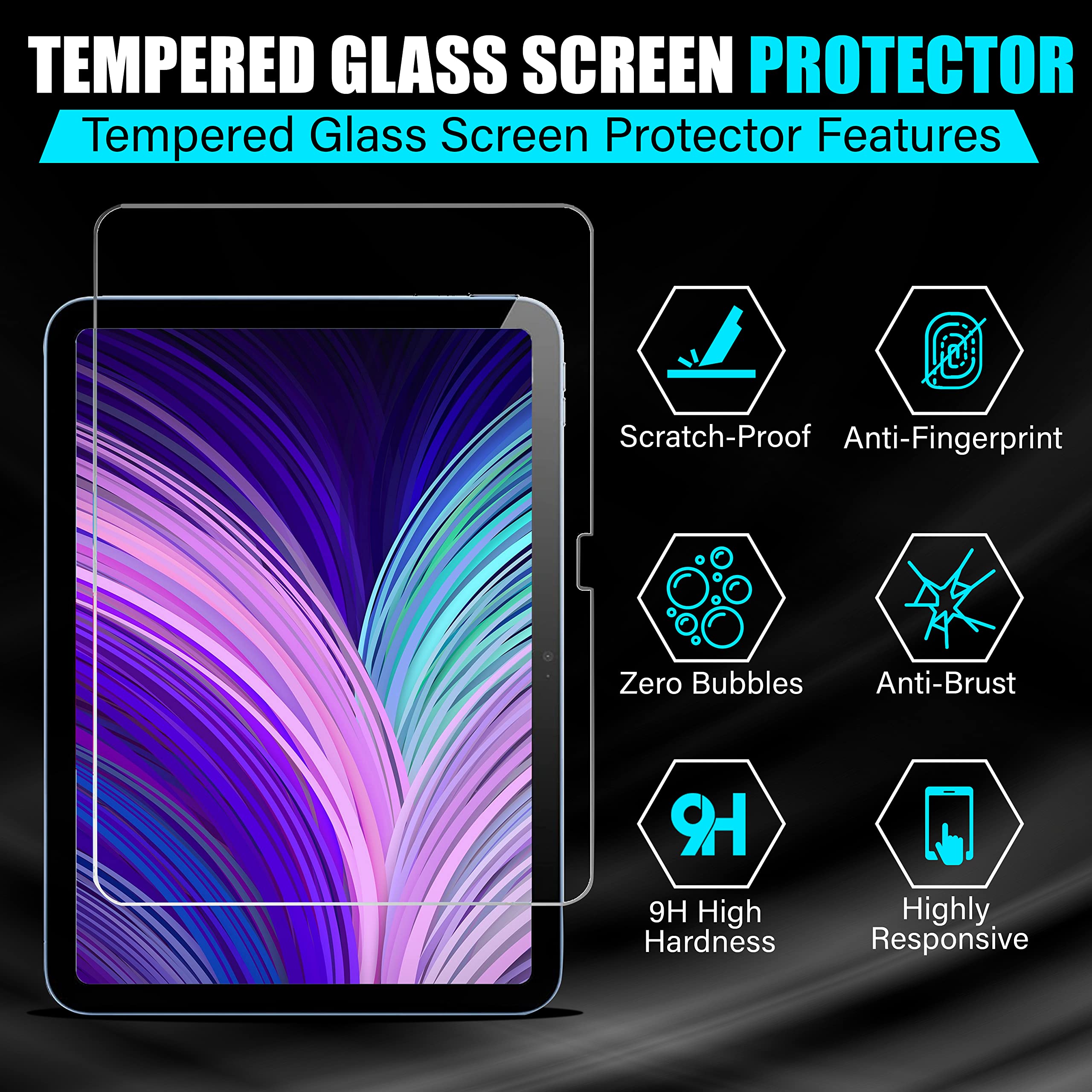 Abrity [2-Pack] Screen Protector for iPad 10 (10.9-Inch, 2022 Model, 10th Generation), 9H Tempered Glass Film, HD Clear, 2-Pack