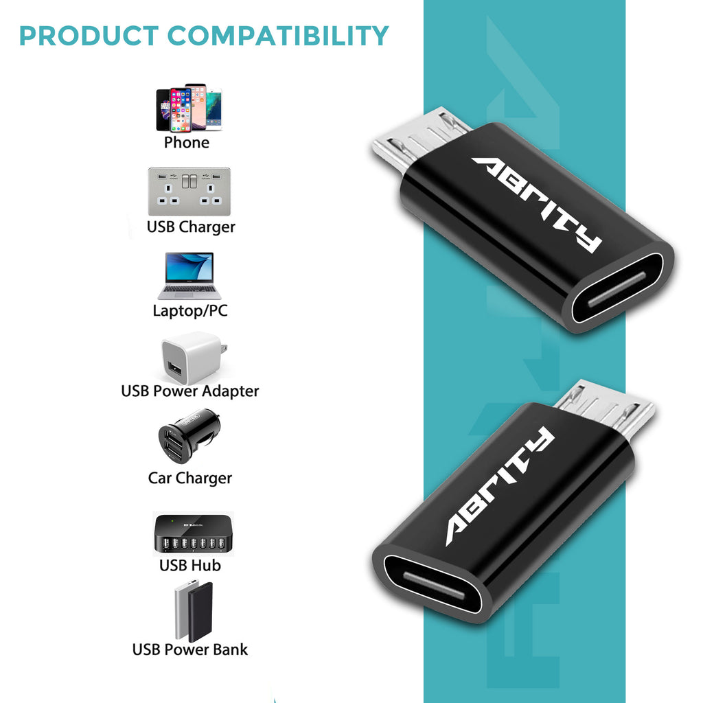 Micro to USB C Cable Adapter [2 Pack] - Connector, Converter for USB and Micro USB Devices