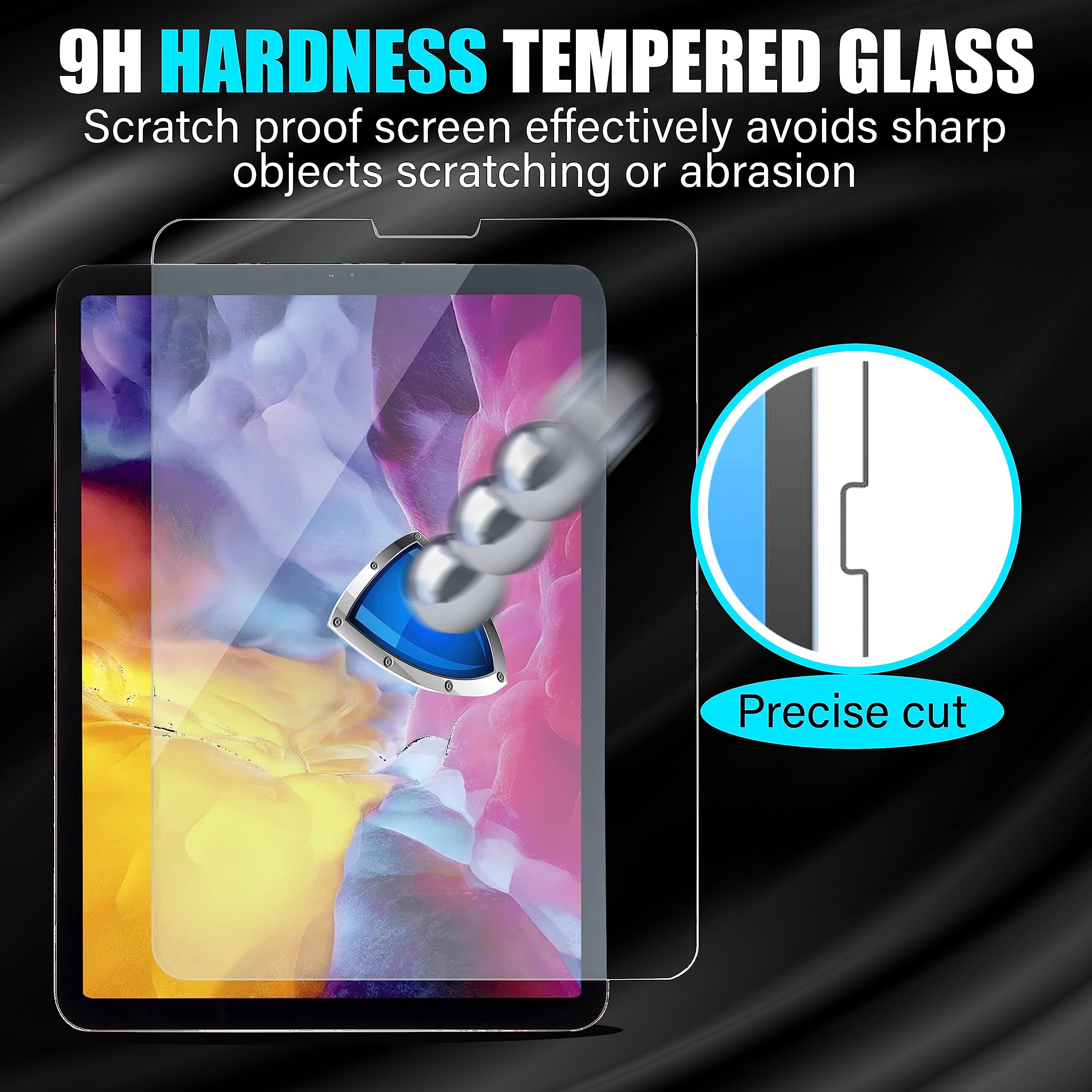 [2pack] Screen Protector for iPad Air 5/4 (10.9-Inch, 2022/2020 Model, 5th/4th Generation), 9H Tempered Glass Film