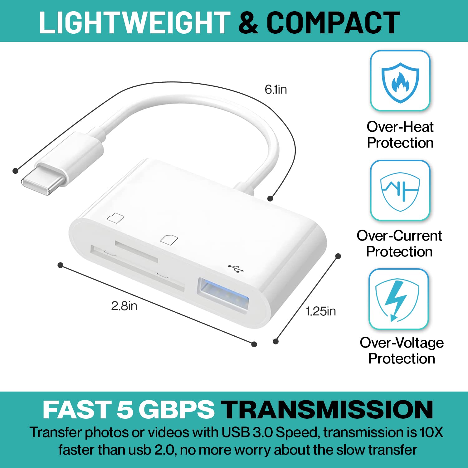 New USB C SD Card Reader [3 in 1, USB-C Adapter], USB C Micro SD Card Reader, USB Card Reader SD and Micro SD to Type C OTG Adapter for SDHC SDXC TF UHS-I Cards for USBC and USB laptop smartphone etc