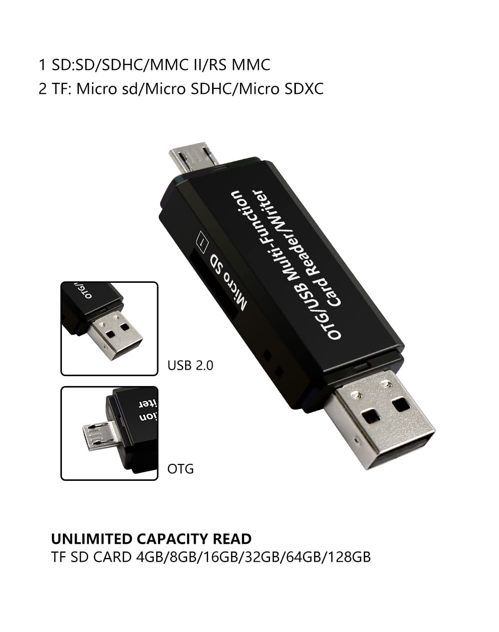 USB Micro SD Card Reader, SD Card Reader USB, MicroSD Card Reader, Memory Card Reader, External Memory Card Readers, Micro SD Card Adapter, Micro SD Reader,SD Card Adapter, OTG