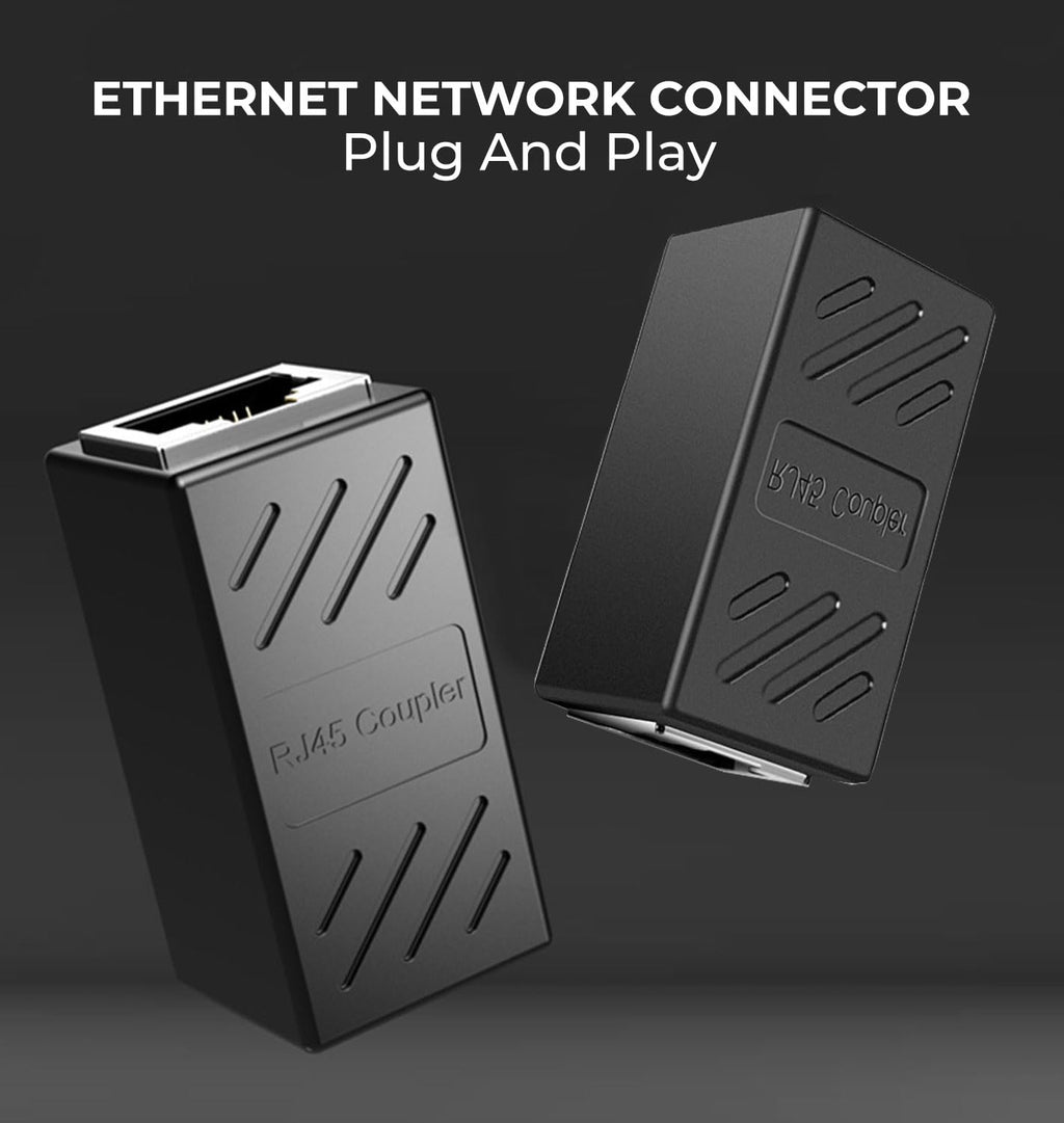 Ethernet Extender RJ45 Female Adapter cat7 cat6 cat 6a 5e network cables extension coupler joiner link 1m 20m any cable speed internet to router wifi USB switch socket LAN powerline connector [2 Pack]