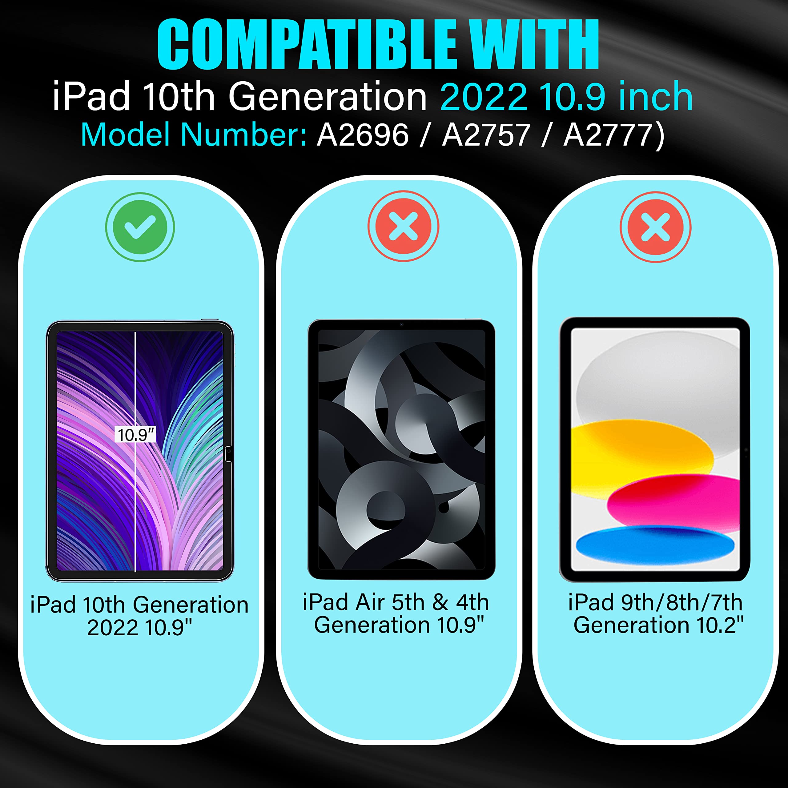 Abrity [2-Pack] Screen Protector for iPad 10 (10.9-Inch, 2022 Model, 10th Generation), 9H Tempered Glass Film, HD Clear, 2-Pack