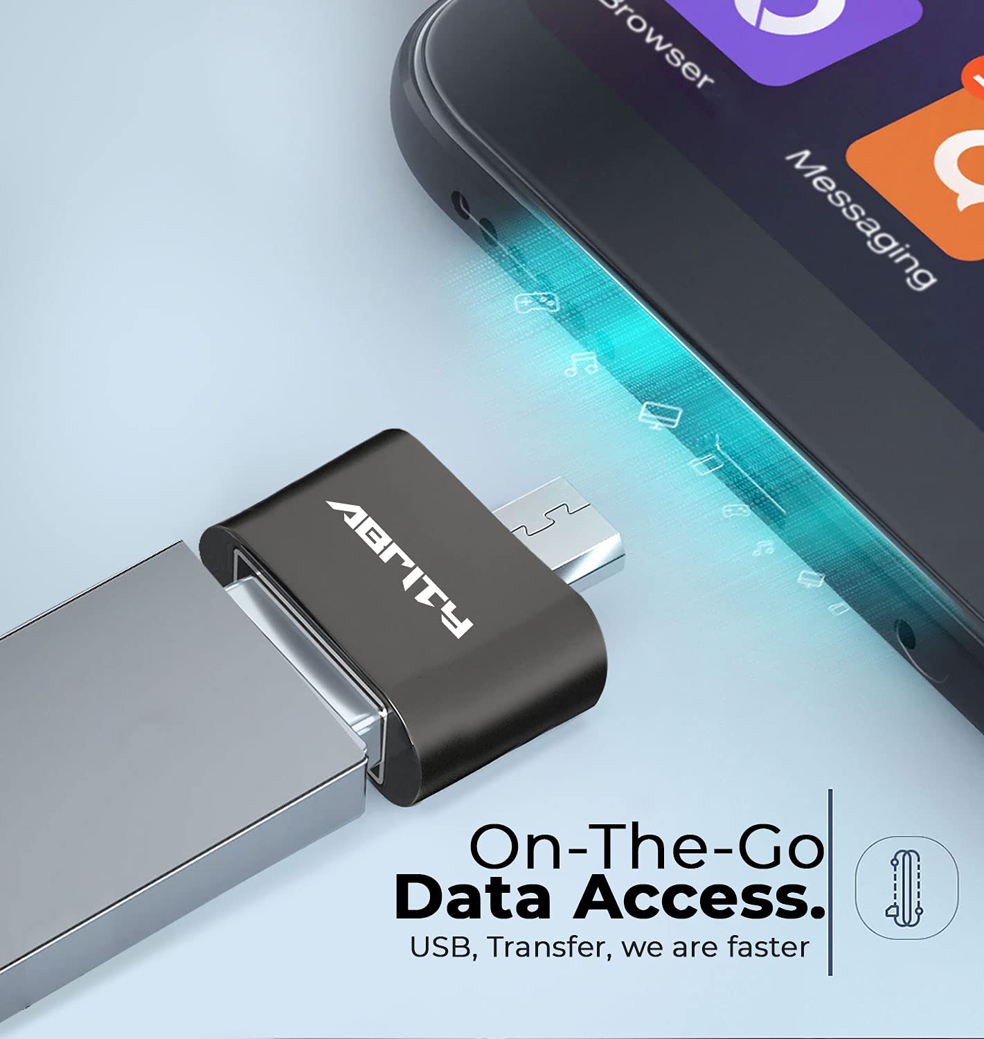 Abrity Micro USB OTG to USB Adapter A Micro USB Male OTG to USB Female A Adapter USB On The Go Adapter (2Black)