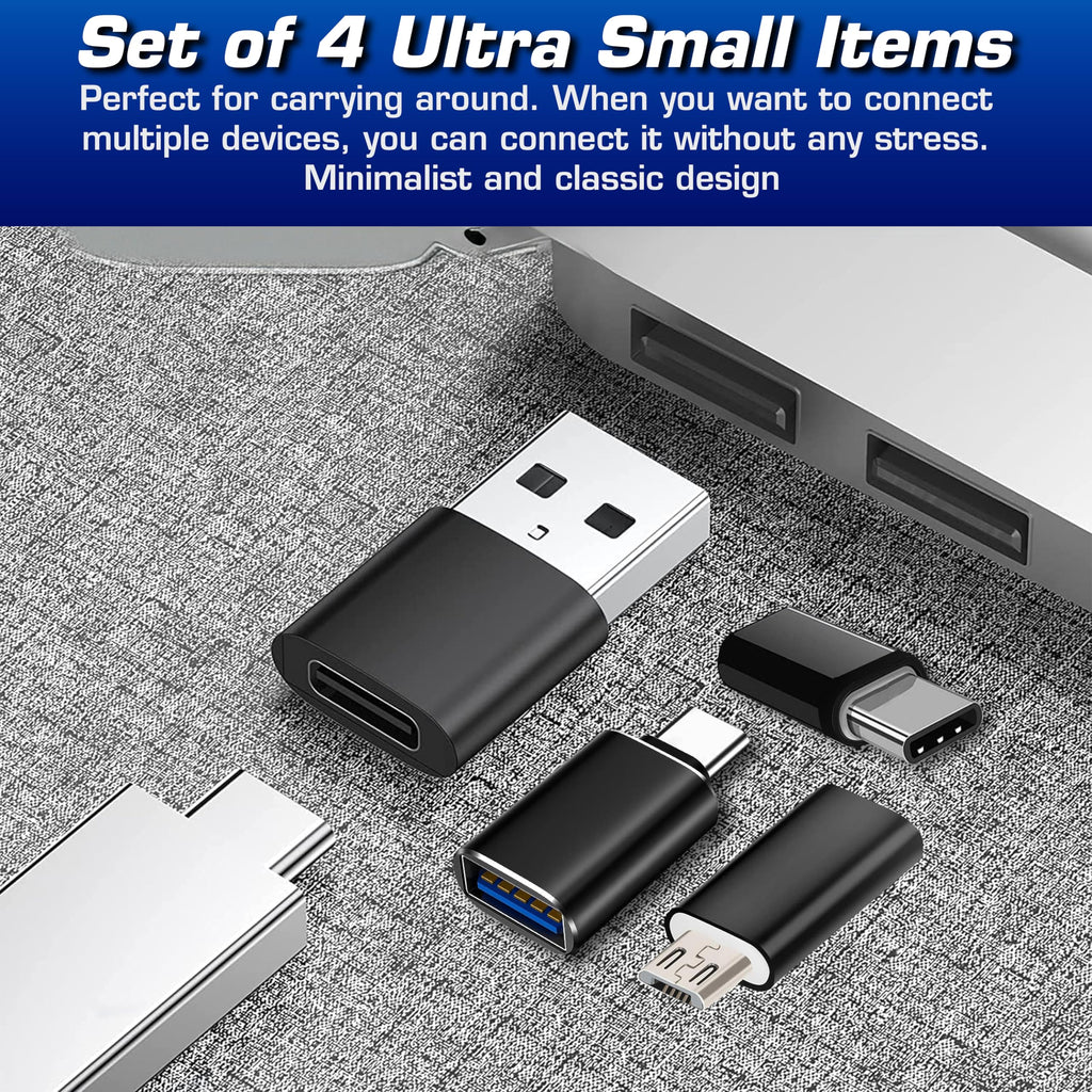 New [Combo,5 Pack] Multi Purpose Adapters for iPhone, Samsung, Mobile, Car, Tablets, Watch, USB A to C, USB C to A, Micro USB to USB A, Micro to USB C, USB C to USB C, Perfect for Traveling or Home