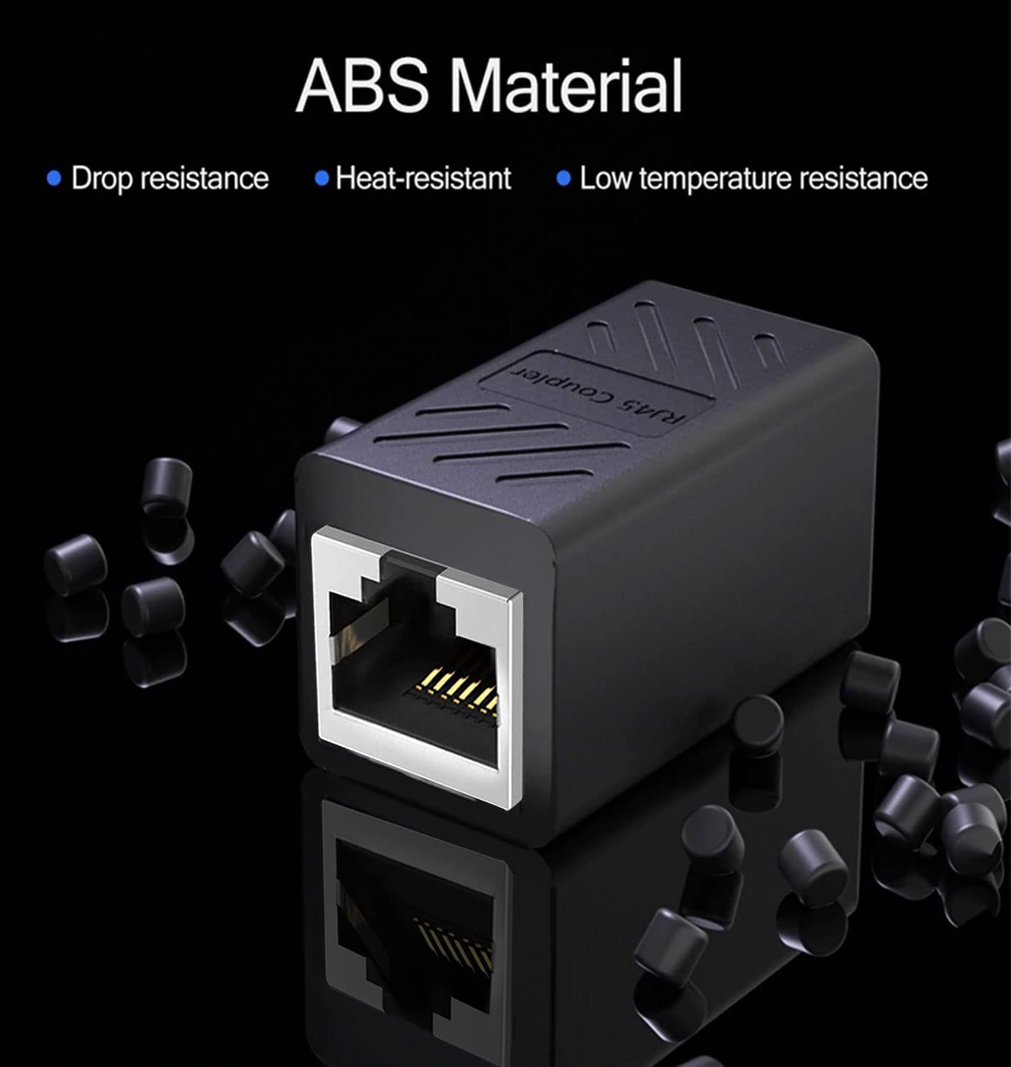 RJ45 Coupler , Shielded Ethernet Coupler, Cat7 Inline lan Coupler 8P8C Ethernet Extender Adapter Ideal for Extending the Ethernet Cables Female to Female Connector
