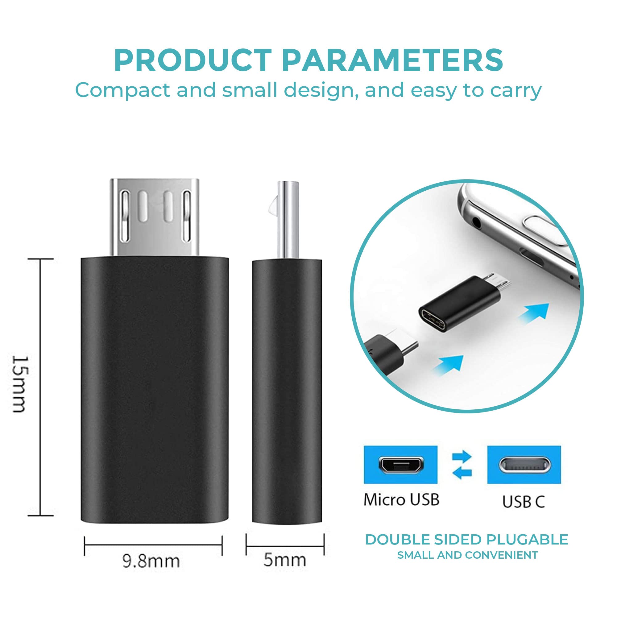 New [Combo,5 Pack] Multi Purpose Adapters for iPhone, Samsung, Mobile, Car, Tablets, Watch, USB A to C, USB C to A, Micro USB to USB A, Micro to USB C, USB C to USB C, Perfect for Traveling or Home