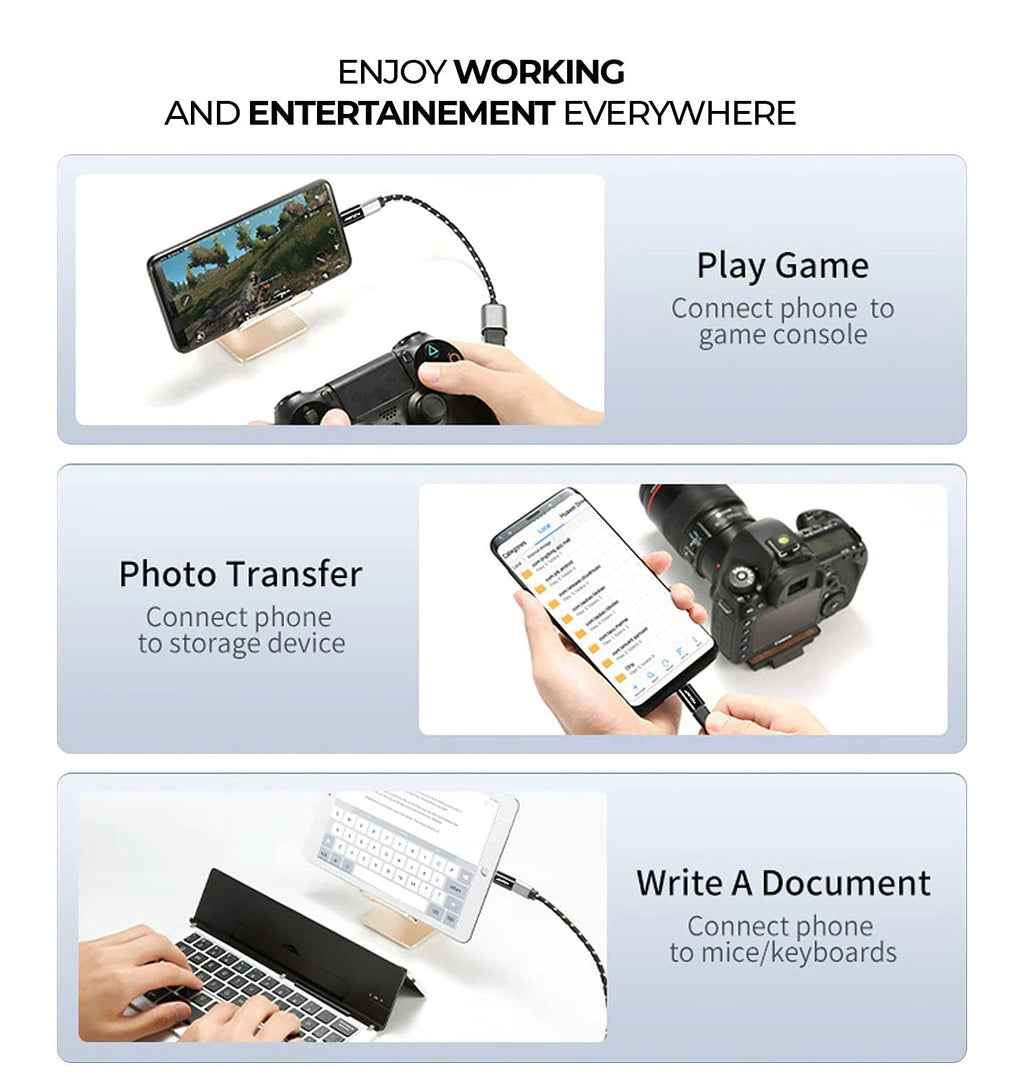 New [Combo,5 Pack] Multi Purpose Adapters for iPhone, Samsung, Mobile, Car, Tablets, Watch, USB A to C, USB C to A, Micro USB to USB A, Micro to USB C, USB C to USB C, Perfect for Traveling or Home