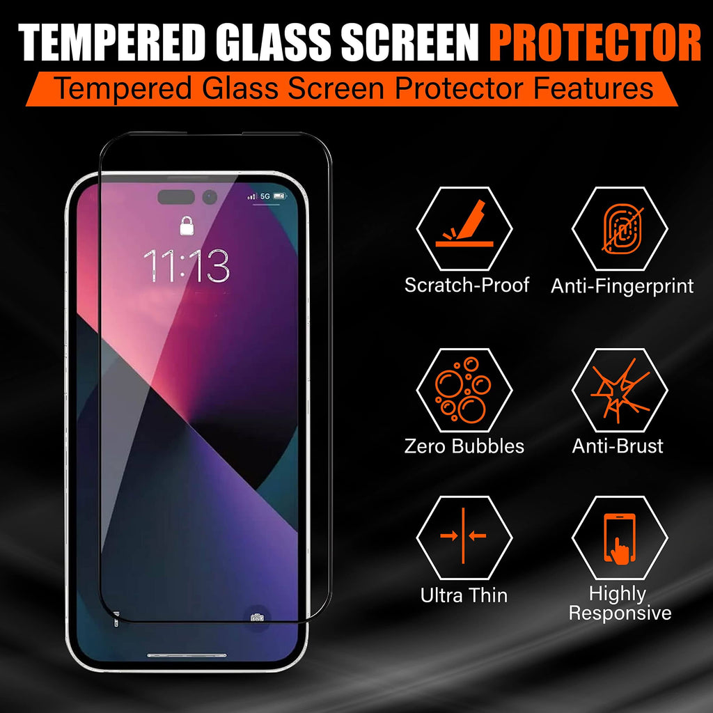 Abrity [3-Pack] Screen Protector for iPhone 14, iPhone 13 & iPhone 13 Pro (6.1-Inch), Tempered Glass Film,iphone 13 screen protector, iphone 14 screen protector, iphone 13 pro screen protector