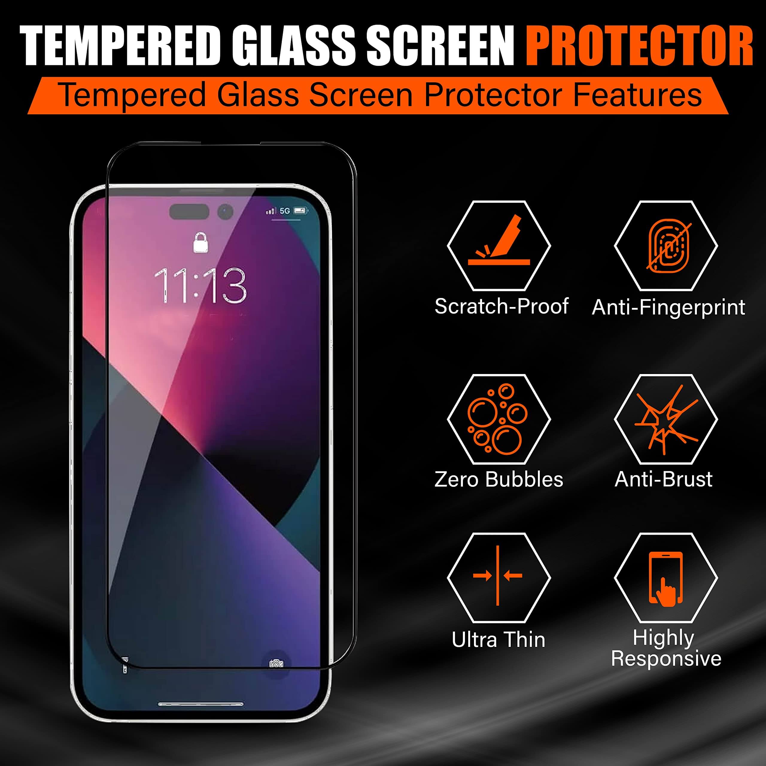 Abrity [3-Pack] Screen Protector for iPhone 14, iPhone 13 & iPhone 13 Pro (6.1-Inch), Tempered Glass Film,iphone 13 screen protector, iphone 14 screen protector, iphone 13 pro screen protector