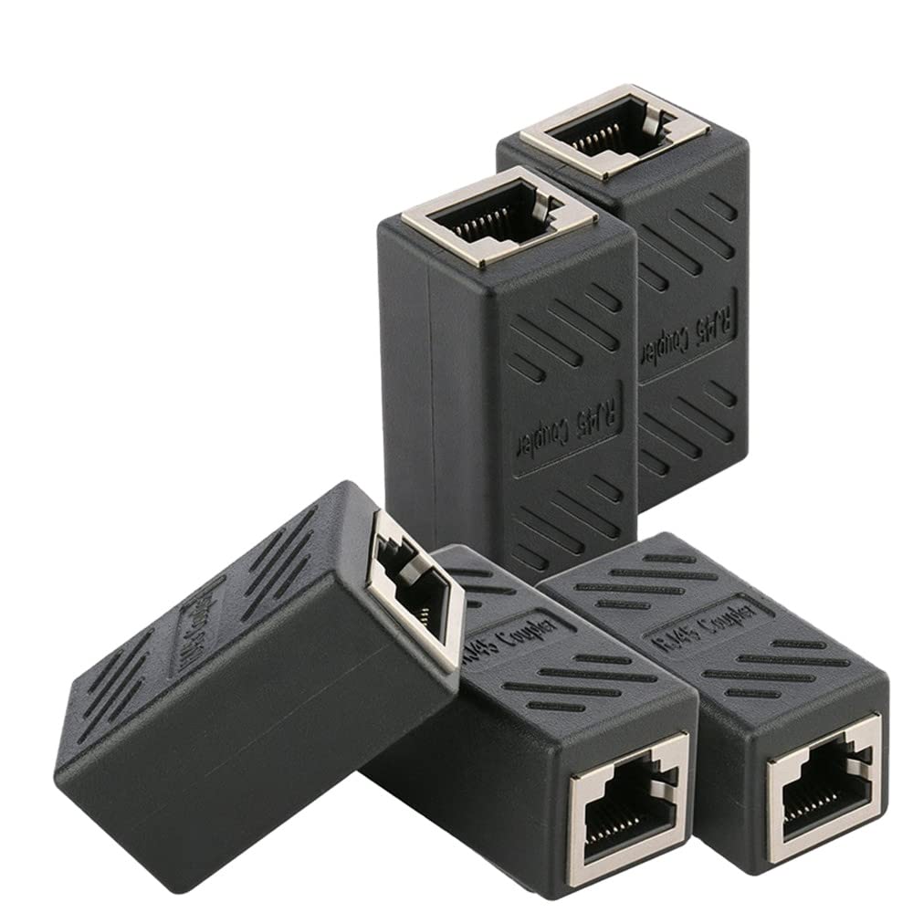 Ethernet Extender RJ45 Female Adapter cat7 cat6 cat 6a 5e network cables extension coupler joiner link 1m 20m any cable speed internet to router wifi USB switch socket LAN powerline connector [2 Pack]