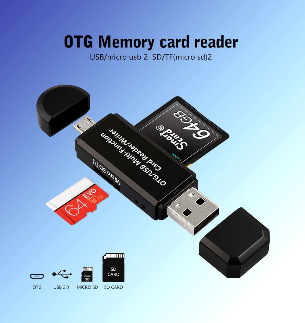 USB Micro SD Card Reader, SD Card Reader USB, MicroSD Card Reader, Memory Card Reader, External Memory Card Readers, Micro SD Card Adapter, Micro SD Reader,SD Card Adapter, OTG